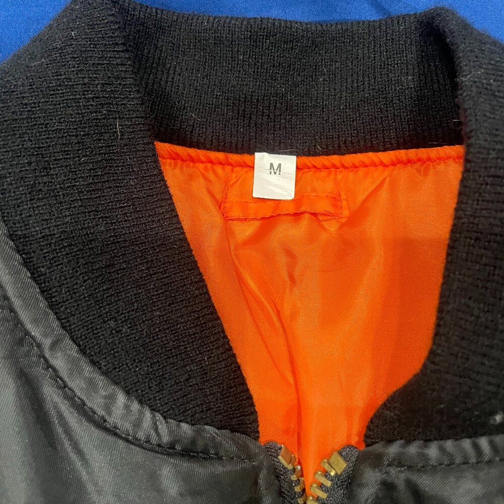 "300" Embroidered Bomber Jacket - Size Medium - Black with Orange Lining - Picture 3 of 4